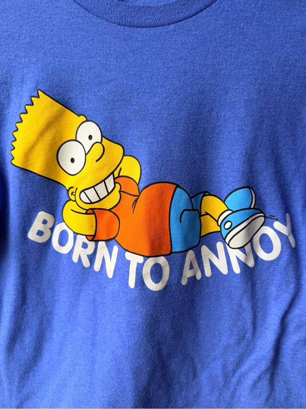 The Simpsons Bart Simpson Born To Annoy Graphic Tee Kids Large 10/12 Blue Shirt